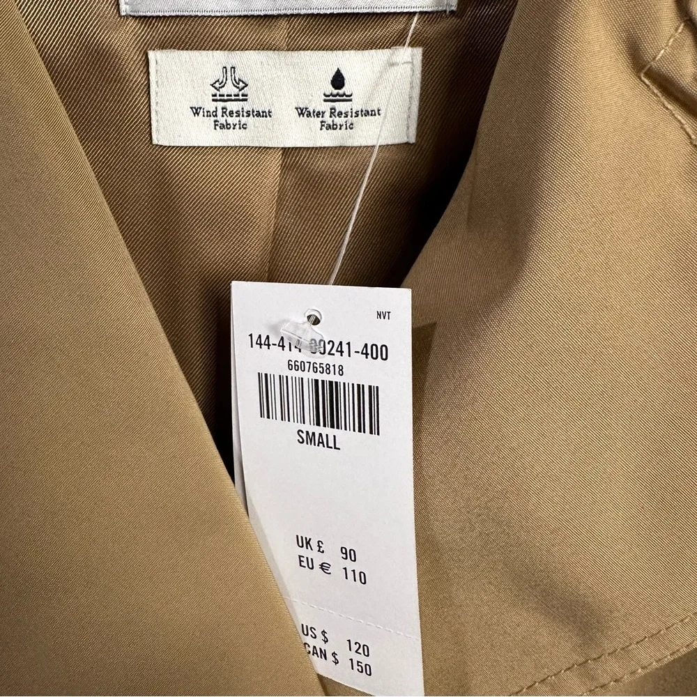 NWT Abercrombie and Fitch Relaxed Short Trench Coat In Caramel Size S - Picture 7 of 9